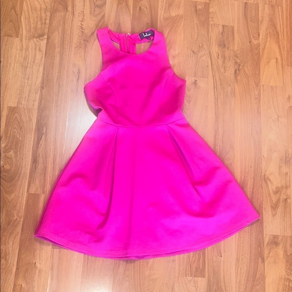 Lulu's Pink Pleated Halter Mini Dress for Prom